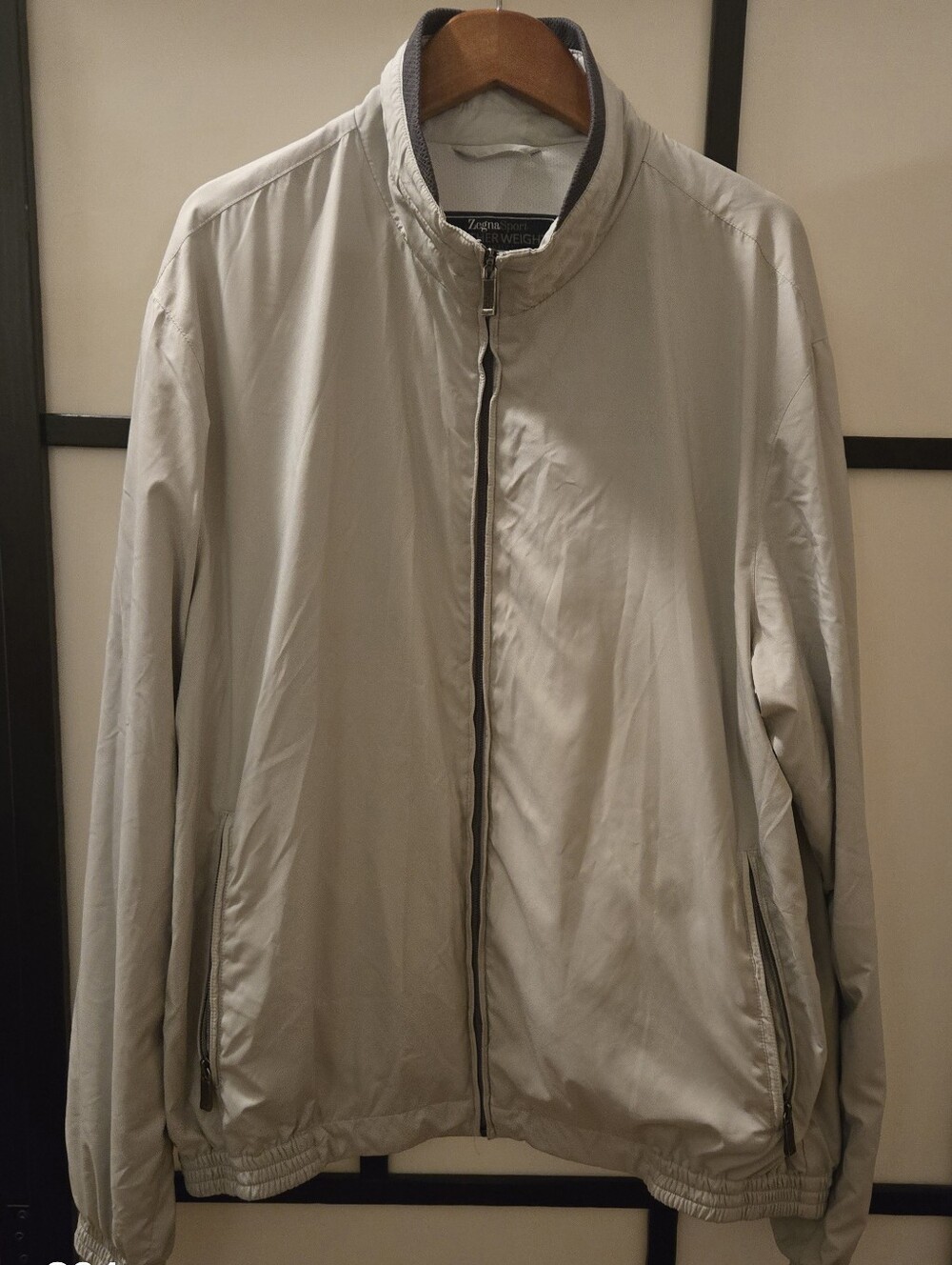 Zegna Sport AQUALITE Light Gray Men’s Zip-Front Jacket SIZE LARGE